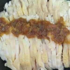 レンジで蒸し鶏✿梅しそだれかけ